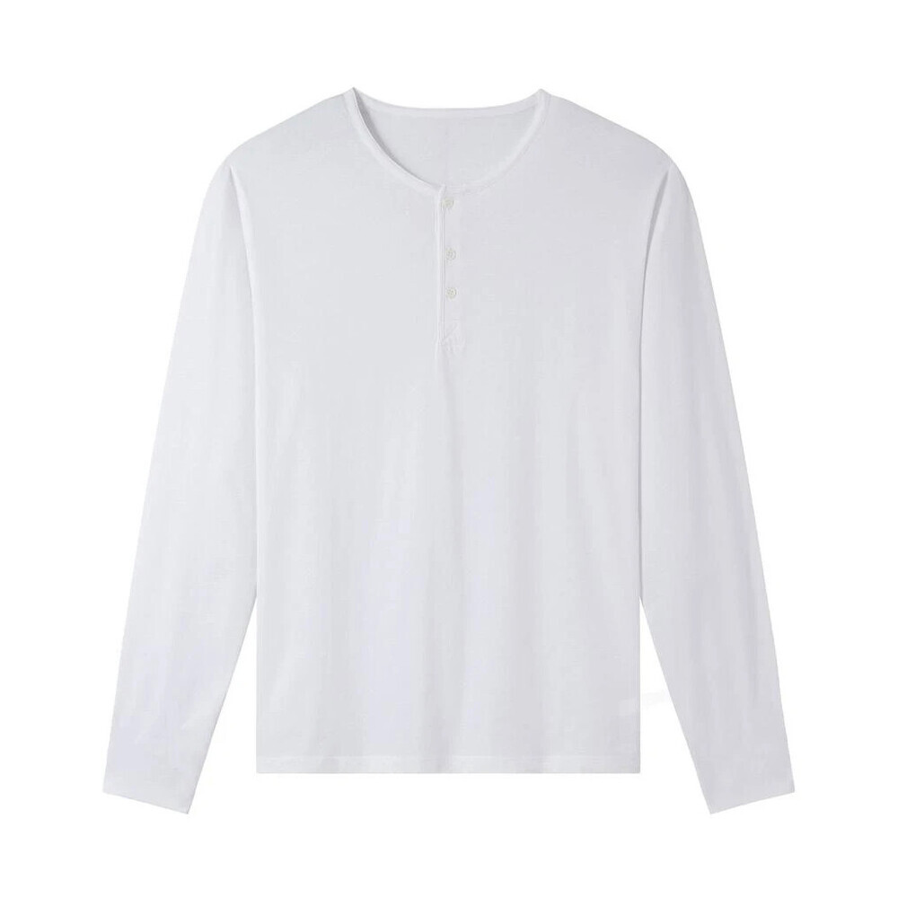 A.P.C River T-Shirt Mens 2XL White Henley Neck Long Sleeve Round Neck RED126
